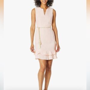 Karl Lagerfeld Paris Pale Pink Tweed Tiered Hem Dress Sz 8